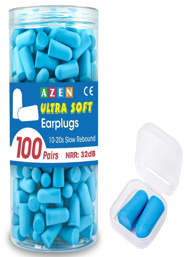 AZEN 100 Pairs Ear Plugs Bulk, NRR 32dB Soft Foam Ear Plugs for Sleeping Noise Cancelling, Earplugs for Concerts Shooting Swimming Noise Reduction (Lake Blue) - Image 1